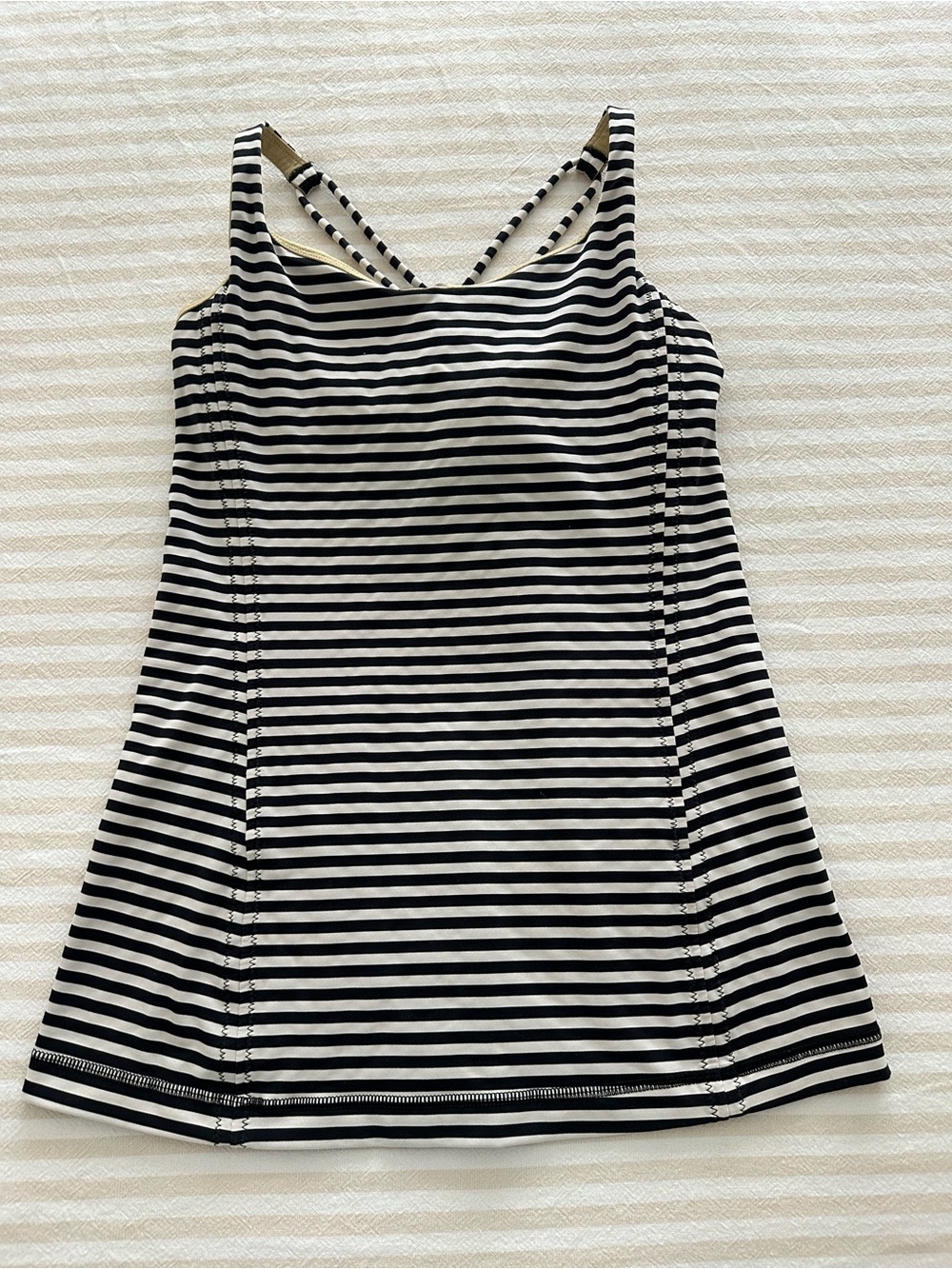 Lululemon Free To Be Black & Off White Striped Tank Top -